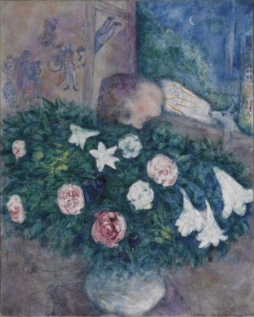 Above the Flowers, 1928 - 1930, Works on canvas by Marc Chagall