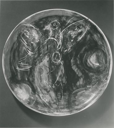 Amoureux au grand oiseau, 1951, Céramique de Marc Chagall