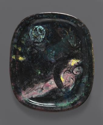 Amoureux avec chèvre, 1950, Céramique de Marc Chagall