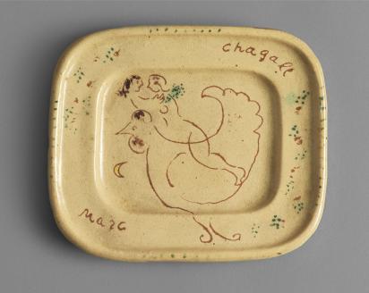 Amoureux sur le coq, 1950 - 1951, Céramique de Marc Chagall