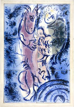 Personnage aux animaux ou Bouc et figure, 1962, Céramique de Marc Chagall