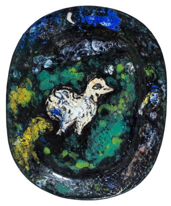 White Rooster, 1955, Ceramic by Marc Chagall