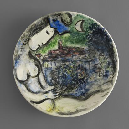 Couple with Bouquet in Vence, 1958, Ceramic by Marc Chagall