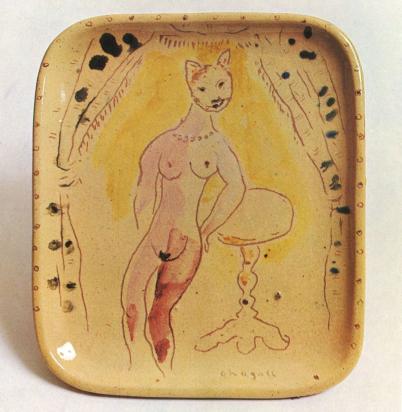 La Fontaine's Fables: The Cat Transformed into a Woman, 1950, Ceramic by Marc Chagall