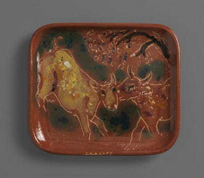 La Fontaine's Fables: The Two Bulls and the Frog, 1950, Ceramic by Marc Chagall