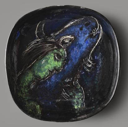 Woman and Donkey in the Dark, 1953, Ceramic by Marc Chagall