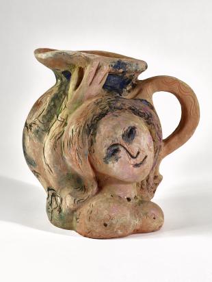 Woman with Tilted Head and Bird in Flight or Woman Vase, 1971, Ceramic by Marc Chagall