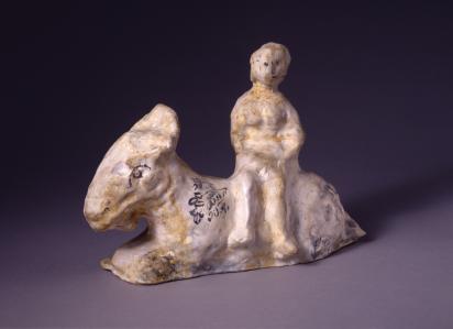 Young Woman on Goat, circa 1951, Ceramic by Marc Chagall