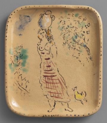 La Fontaine’s Fables: The Milkmaid and the Milk Can, 1950, Ceramic by Marc Chagall