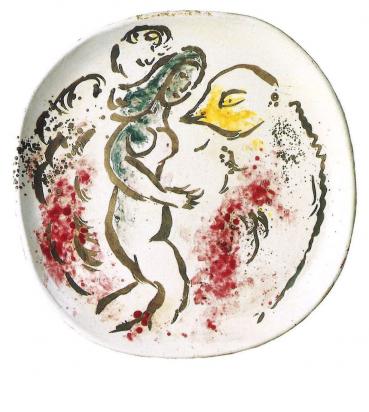 Morning or Nude with Bird, 1953, Ceramic by Marc Chagall