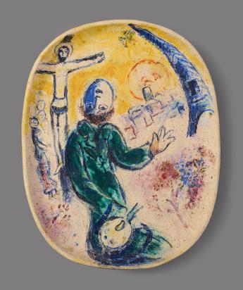 Le Peintre et la Crucifixion, 1962, Céramique de Marc Chagall