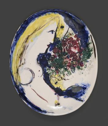 Lovers or Nude in Profile, 1954, Ceramic by Marc Chagall