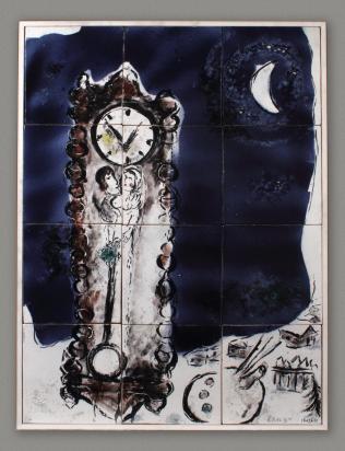 Clock or Lovers in the Clock, 1950 - 1952, Ceramic by Marc Chagall