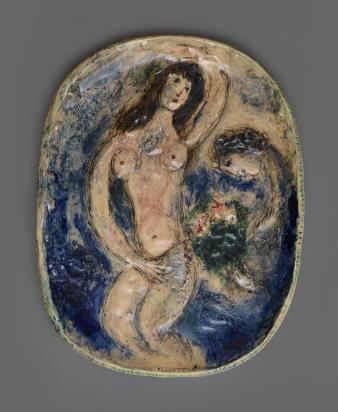 Nude with Fan, 1951, Ceramic by Marc Chagall