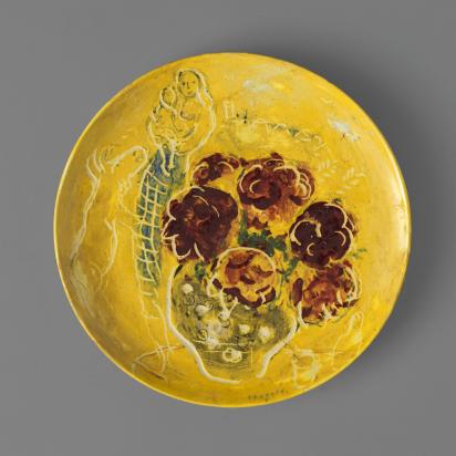 Characters, Landscape, and Bouquet, 1955, Ceramic by Marc Chagall