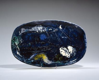 Poisson et amoureux de Vence, 1955, Céramique de Marc Chagall