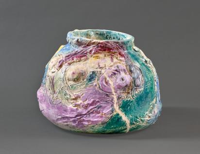 Nude in Profile, Lovers in Pink and Goat, 1962, Ceramic by Marc Chagall