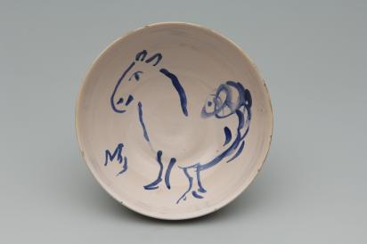 Ida Chagall’s wedding service: bowl 10: Goat-Rooster, 1951, Ceramic by Marc Chagall