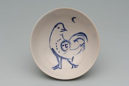 Ida Chagall’s wedding service: bowl 7: Rooster with Child, 1951, Ceramic by Marc Chagall