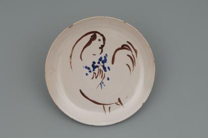 Service de mariage d’Ida Chagall : petite assiette 7 : Femme-coq, 1951, Céramique de Marc Chagall