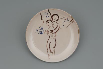 Service de mariage d’Ida Chagall : petite assiette 9 : Dieu créa l'Homme, 1951, Céramique de Marc Chagall