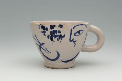 Ida Chagall’s wedding service: cup 13: Profile With Hand, 1951, Ceramic by Marc Chagall