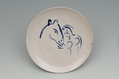 Ida Chagall’s wedding service: large plate 7: Nude on Horseback, 1951, Ceramic by Marc Chagall