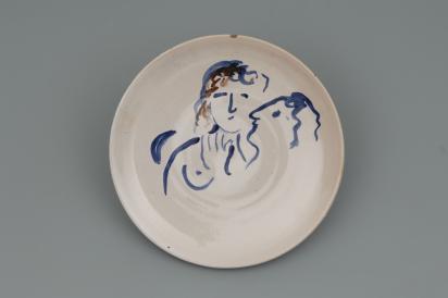 Ida Chagall’s wedding service: small plate 8: The Caress, 1951, Ceramic by Marc Chagall