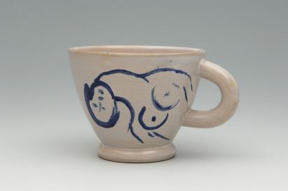 Ida Chagall’s wedding service: cup 4: Reclining Nude with Flowers, 1951, Ceramic by Marc Chagall