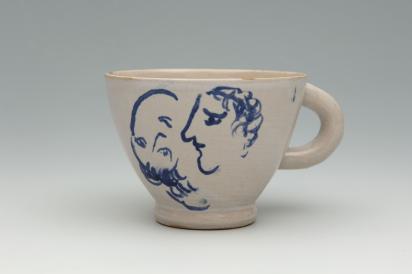 Ida Chagall’s wedding service: cup 6: Two Heads, 1951, Ceramic by Marc Chagall