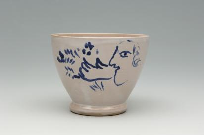 Ida Chagall’s wedding service: cup 9: Profile and Hand, 1951, Ceramic by Marc Chagall