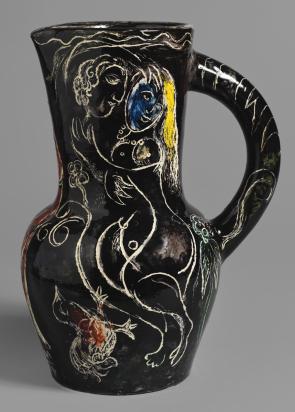 Black Vase, 1955, Ceramic by Marc Chagall